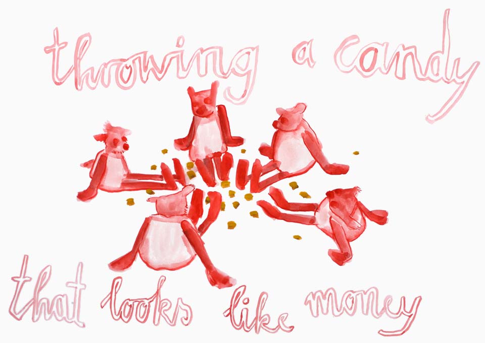 Songpaintings II - Throwing a candy that looks like money